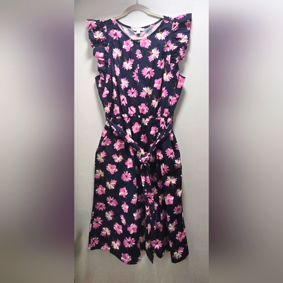 Free Assembly Women's Ruffle Sleeve Midi Dress- Dark Navy - Picture 3 of 4